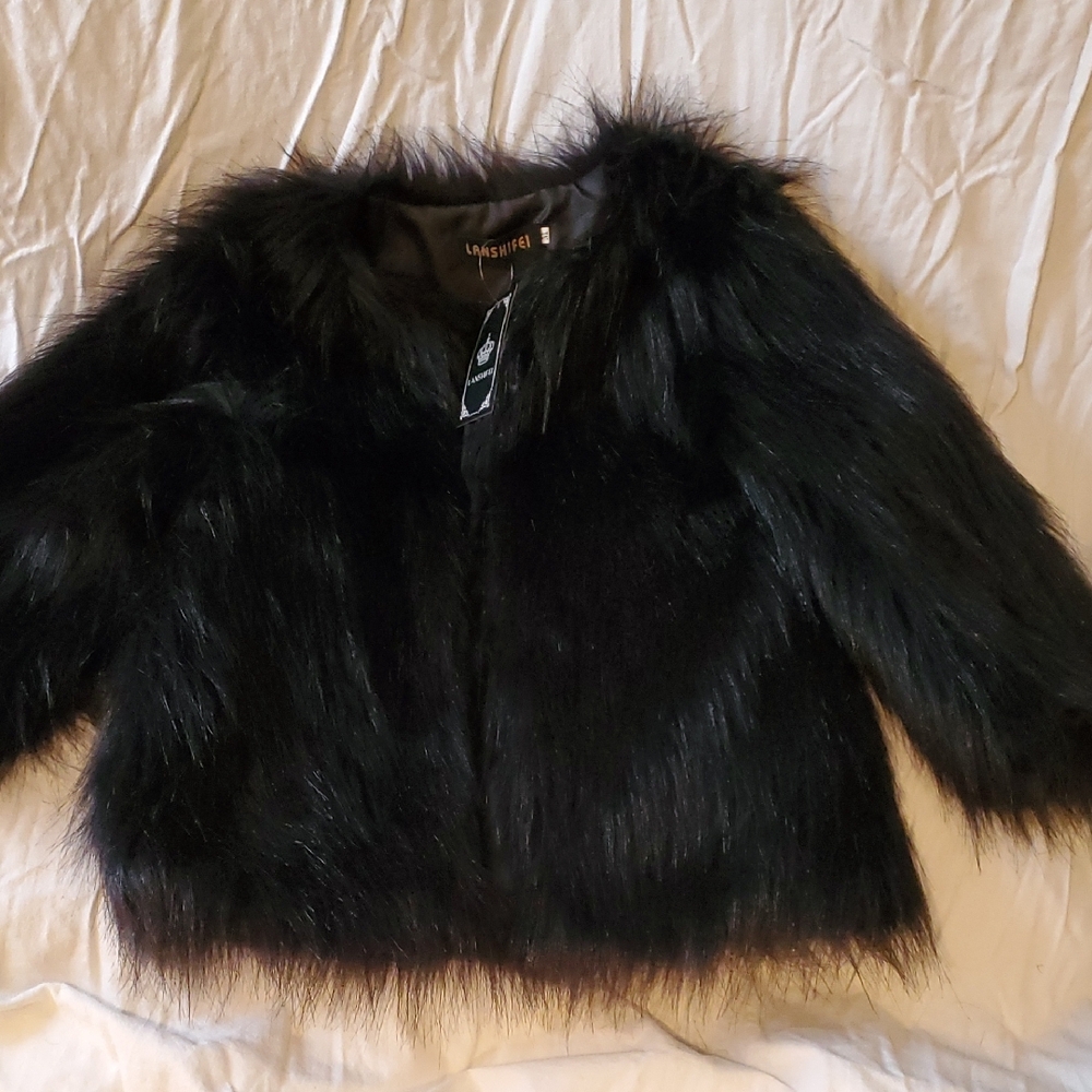 Luxurious Black Faux Fur Kids Jacket